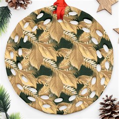 Scrapbook Leaves Decorative Ornament (Round Filigree)