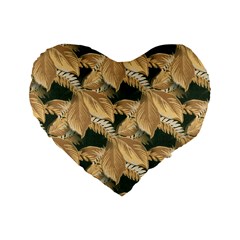 Scrapbook Leaves Decorative Standard 16  Premium Heart Shape Cushions