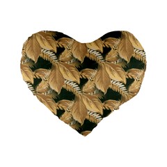 Scrapbook Leaves Decorative Standard 16  Premium Flano Heart Shape Cushions