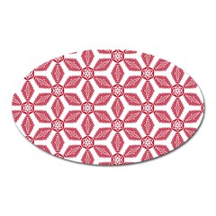 White Background Red Flowers Texture Oval Magnet by Nexatart