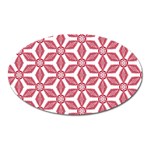 White Background Red Flowers Texture Oval Magnet Front