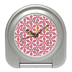 White Background Red Flowers Texture Travel Alarm Clock by Nexatart