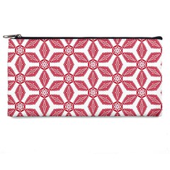 White Background Red Flowers Texture Pencil Cases by Nexatart