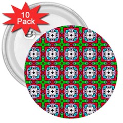 Squares Square Pattern 3  Buttons (10 Pack)  by Nexatart