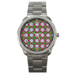 Squares Square Pattern Sport Metal Watch by Nexatart