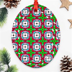 Squares Square Pattern Oval Filigree Ornament (two Sides) by Nexatart