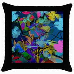 Flowers Abstract Branches Throw Pillow Case (black) by Nexatart