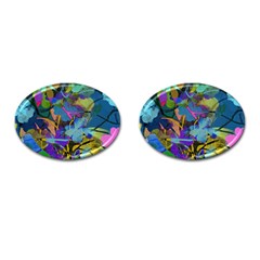 Flowers Abstract Branches Cufflinks (oval) by Nexatart