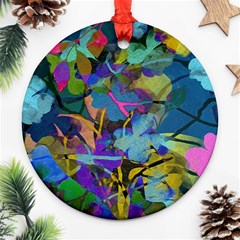 Flowers Abstract Branches Round Ornament (two Sides) by Nexatart