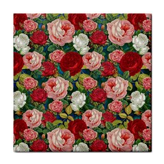 Roses Repeat Floral Bouquet Tile Coasters