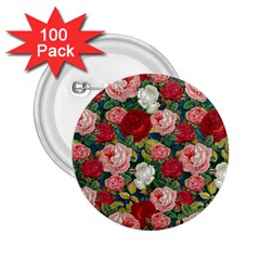 Roses Repeat Floral Bouquet 2 25  Buttons (100 Pack)  by Nexatart