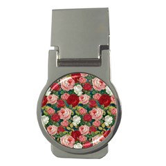 Roses Repeat Floral Bouquet Money Clips (round) 