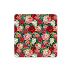 Roses Repeat Floral Bouquet Square Magnet