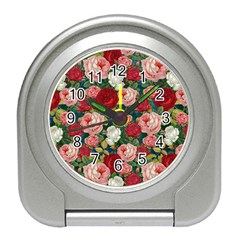 Roses Repeat Floral Bouquet Travel Alarm Clock by Nexatart