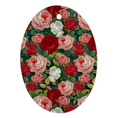 Roses Repeat Floral Bouquet Oval Ornament (two Sides) by Nexatart