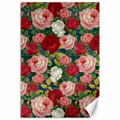 Roses Repeat Floral Bouquet Canvas 12  X 18 