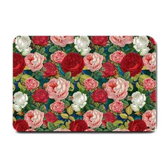 Roses Repeat Floral Bouquet Small Doormat  by Nexatart