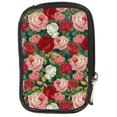 Roses Repeat Floral Bouquet Compact Camera Leather Case by Nexatart