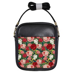 Roses Repeat Floral Bouquet Girls Sling Bag by Nexatart