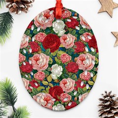 Roses Repeat Floral Bouquet Ornament (oval Filigree)