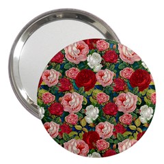 Roses Repeat Floral Bouquet 3  Handbag Mirrors by Nexatart