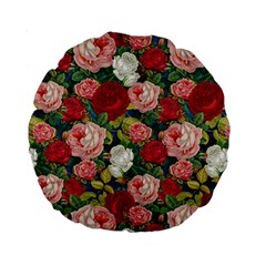 Roses Repeat Floral Bouquet Standard 15  Premium Round Cushions by Nexatart