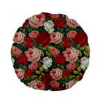 Roses Repeat Floral Bouquet Standard 15  Premium Round Cushions Front