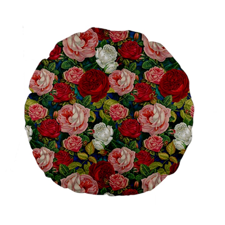 Roses Repeat Floral Bouquet Standard 15  Premium Round Cushions