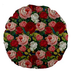 Roses Repeat Floral Bouquet Large 18  Premium Round Cushions by Nexatart