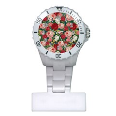 Roses Repeat Floral Bouquet Plastic Nurses Watch by Nexatart