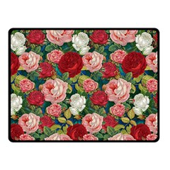 Roses Repeat Floral Bouquet Double Sided Fleece Blanket (small) 