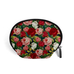 Roses Repeat Floral Bouquet Accessory Pouch (small) by Nexatart