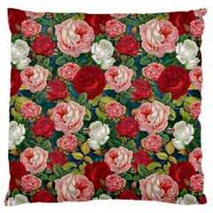 Roses Repeat Floral Bouquet Large Flano Cushion Case (one Side) by Nexatart