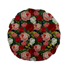 Roses Repeat Floral Bouquet Standard 15  Premium Flano Round Cushions by Nexatart