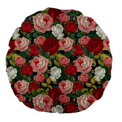 Roses Repeat Floral Bouquet Large 18  Premium Flano Round Cushions by Nexatart