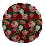 Roses Repeat Floral Bouquet Large 18  Premium Flano Round Cushions Front