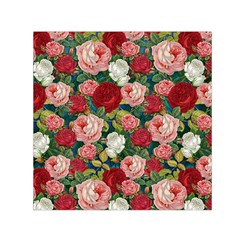 Roses Repeat Floral Bouquet Small Satin Scarf (square) by Nexatart