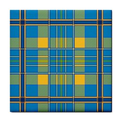 Plaid Tartan Scottish Blue Yellow Tile Coasters by Nexatart