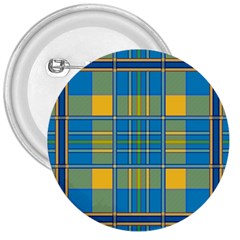 Plaid Tartan Scottish Blue Yellow 3  Buttons by Nexatart