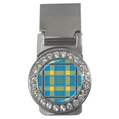 Plaid Tartan Scottish Blue Yellow Money Clips (cz) 