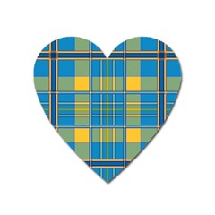 Plaid Tartan Scottish Blue Yellow Heart Magnet