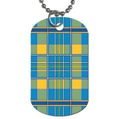 Plaid Tartan Scottish Blue Yellow Dog Tag (one Side) by Nexatart