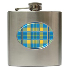 Plaid Tartan Scottish Blue Yellow Hip Flask (6 Oz)