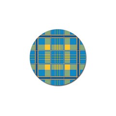 Plaid Tartan Scottish Blue Yellow Golf Ball Marker by Nexatart