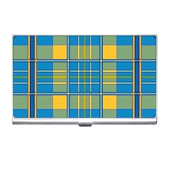 Plaid Tartan Scottish Blue Yellow Business Card Holder