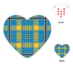 Plaid Tartan Scottish Blue Yellow Playing Cards Single Design (heart) by Nexatart