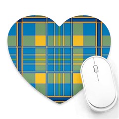 Plaid Tartan Scottish Blue Yellow Heart Mousepads