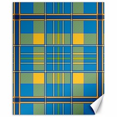 Plaid Tartan Scottish Blue Yellow Canvas 11  X 14  by Nexatart