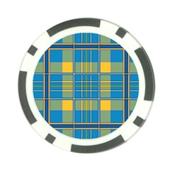 Plaid Tartan Scottish Blue Yellow Poker Chip Card Guard