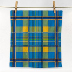 Plaid Tartan Scottish Blue Yellow Face Towel by Nexatart